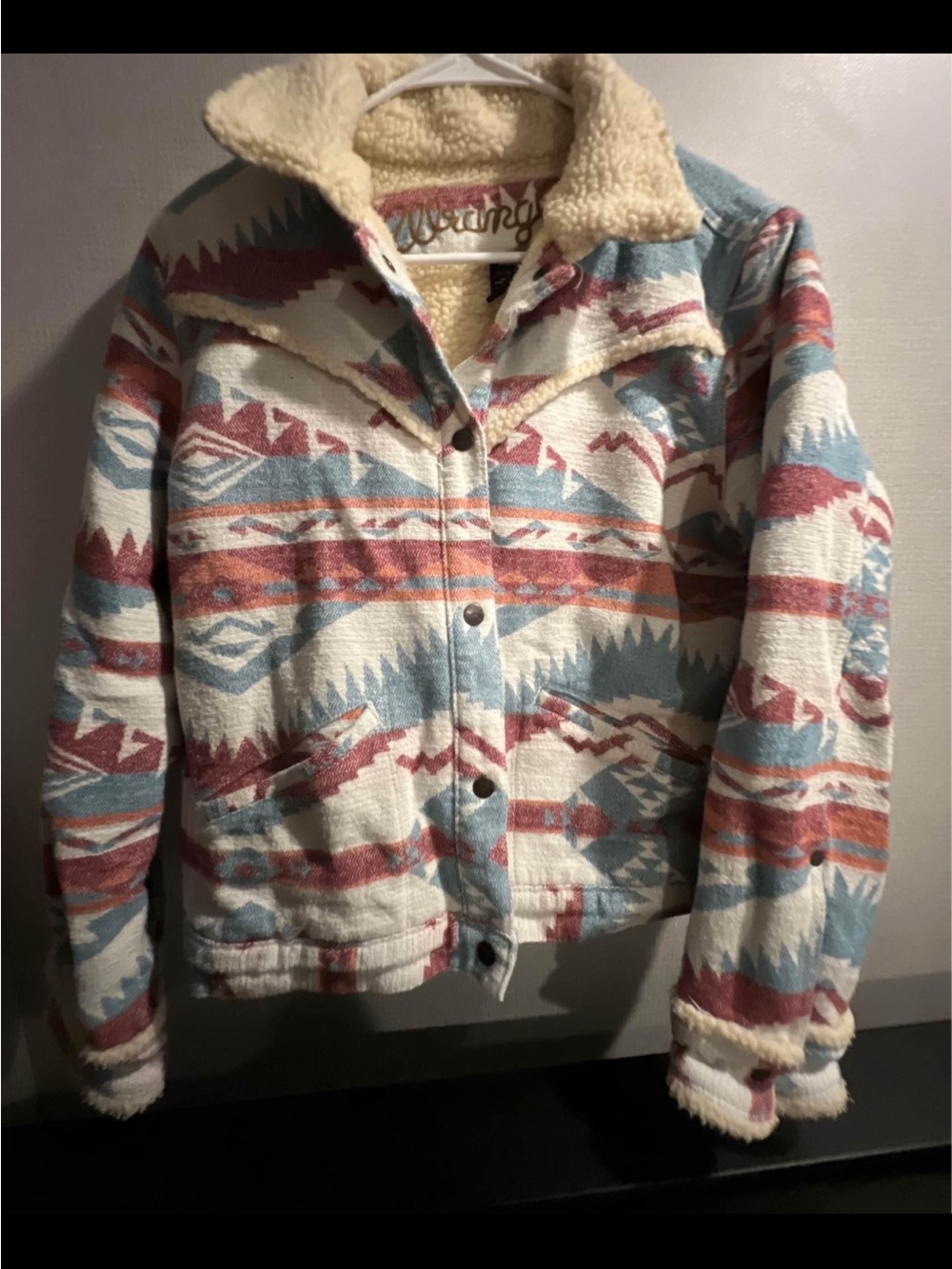 Wrangler Southwestern Aztec Sherpa Jacket Womens XL Snap Western Ranchcore boho